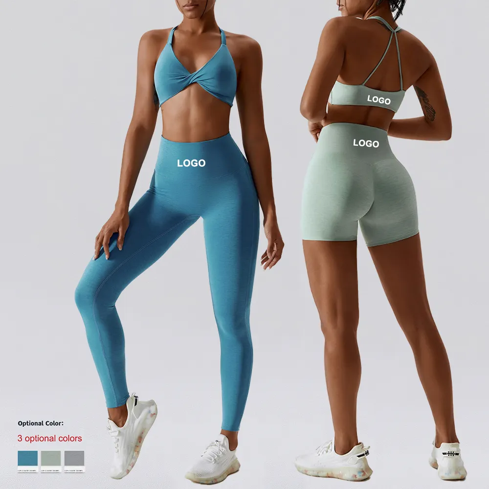 Nachhaltige hoch taillierte Yoga kurze Hosen Leggings BH-Sets Sport bekleidung für Frauen Active Wears Gym Fitness-Sets Yoga-Kleidung