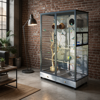 Cage à oiseaux de luxe de grande taille, cage à perroquets en bois, durable, résistante à l'eau, design facile à nettoyer