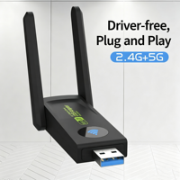 Adaptador WiFi USB de 1300Mbps, tarjeta de red inalámbrica de doble banda de 5GHz/2,4 GHz, sin controlador, para PC de escritorio, portátil, Gigabit