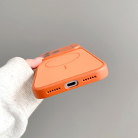 Coque de téléphone magnétique orange de haute qualité avec panneau arrière pour iPhone 17 16 15 14 13 12 11 Pro Max avec film protecteur d'objectif