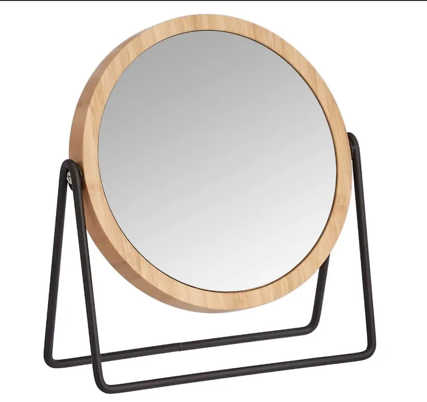 مخصص 360 درجة الدورية مستديرة الشكل إطار نمط الخيزران مرآة جيب