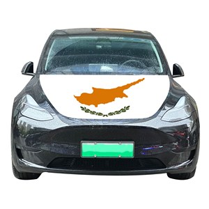 Couverture nationale de capot de voiture abordable drapeau chypriote couverture de moteur de voiture drapeau vente directe d'usine tissu polyester - Product Image 2