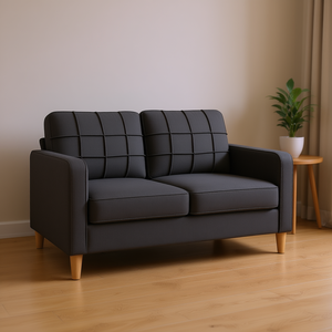 โซฟาโพลีเอสเตอร์สีเทาเข้ม 2 ที่นั่ง ความกว้างที่นั่ง 55.1 นิ้ว เฟอร์นิเจอร์ห้องนั่งเล่นที่ทนทาน ขาไม้พนักพิงแบบทัฟท์ทันสมัย - Product Image 2