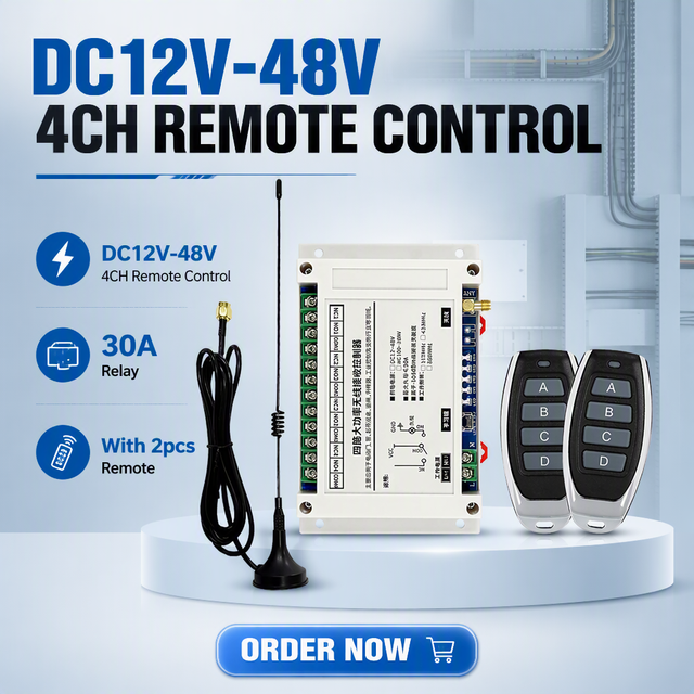 12V DC24V 4 Channel 30A Industrial Remote Control Switch Garage Door Remote Control 433mhz