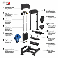 Machine à extensions et flexions de jambes à charge libre en acier pour entraînement de force commercial avec dispositifs de sécurité