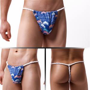 Calzoncillos de <span class=keywords><strong>Hombre</strong></span> con Estampado de Estilo Japonés, Personalización al por Mayor, Tanga Sexy con Espalda Descubierta y <span class=keywords><strong>Tatuaje</strong></span>, Ropa Interior de Algodón con Cordón - Product Image 3