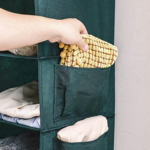 Organizador de armario colgante, 6 estantes verdes, estantes de almacenamiento para baño, dormitorio, cocina, diseño moderno, organizador de plástico tipo gancho - Product Image 6