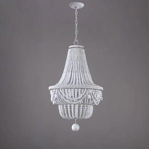 Wood Beaded Chandelier Semi Flush Mount Blue Ceiling <strong>Light</strong> <strong>Fixtures</strong> for Hallway Baby's <strong>Nursery</strong> Bedroom Kitchen-Highlight White - Product Image 3