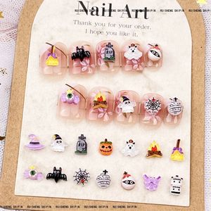 Breloques d'ongles Halloween en résine 3D, mini fantômes avec chapeaux magiques, Bling Bling, dos plat, 20 pièces/sac, couleurs assorties - Product Image 2
