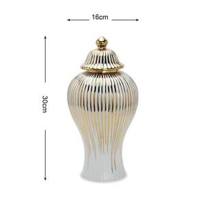 Crystal Luxury White and Gold <b>Flower</b> <b>Vase</b>, Ceramic Ginger Jars with Lid, Ceramic <b>Vase</b> <b>for</b> Hotel Home Decorative - Product Image 4