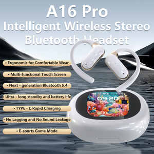 <span class=keywords><strong>A16</strong></span> Pro 2025 Deportes Auriculares inalámbricos con pantalla LED Precio de fábrica 144 Idiomas OWS Pantalla táctil Auriculares Batería de larga duración - Product Image 5