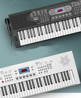 White 61-Key Children's Educational Digital Keyboard Piano with Lighting 200 Rhythms & 200 Tones-Portable Toy Musical Instrument