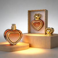 Nouvelle conception de flacons de parfum vides en forme de cœur de 50 ml, design unique et luxueux, flacons de parfum en verre