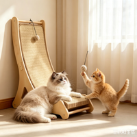 Griffoir vertical moderne en bois massif pour chat, hauteur réglable, résistant à l'usure, sans copeaux, avec corde en chanvre, arbre à chat et jouet