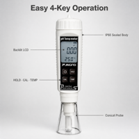 pH-mètre portable PH-100pro, testeur de pH et de température de type stylo étanche avec ATC pour l'analyse de la qualité de l'eau