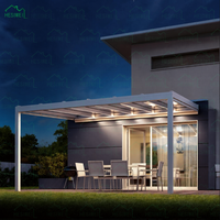 Pavillon extérieur en aluminium imperméable avec lames rétractables électriques pour jardin, salon de thé et véranda - Taille personnalisable
