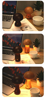 Lampe de chevet en bois massif en forme de champignon, contrôle tactile, LED à intensité variable, alimentée par piles, éclairage d'ambiance décoratif pour la maison et le bureau