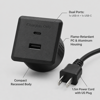 Stopkontak USB Tersembunyi di Meja untuk Pengisian Daya di Kantor, Ruang Kerja, Meja Komputer, Nakas, Meja Belajar, dan Meja Samping Tempat Tidur