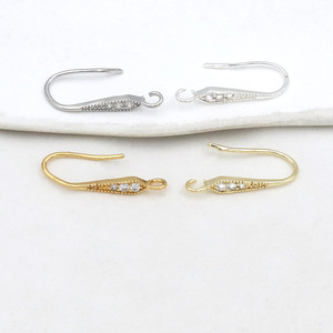 18k Gold Plated Copper Zircon U-Shaped Ear Hooks Drop DIY Jewelry Accessories 20mm - Product Image 3