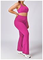 Vêtements de sport de grande taille Gym Fitness Sets 3xl Soutien-gorge de sport + veste d'entraînement + pantalon évasé + leggings de gym + short de yoga