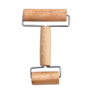 Cross-border double-headed beechwood handle rolling pin, household solid wood <b>roller</b>, dumpling wrapper press, dough sheet - Product Image 5