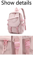 Katseye Tas Ransel Fashion Poliester USB Gaya Netral Lintas Batas dengan Pola Cetak Tepi Kontras Kapasitas Besar Gaya Korea