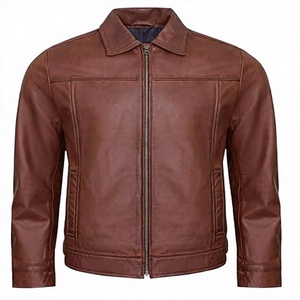 Veste en cuir d'agneau véritable style vintage personnalisée pour homme, style motard - Product Image 1