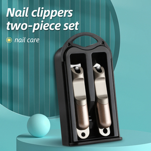 Coupe-ongles en acier inoxydable, ensemble de 2 pièces, portable, anti-éclaboussures, outils de manucure, logo personnalisé pour la maison et le salon - Product Image 1
