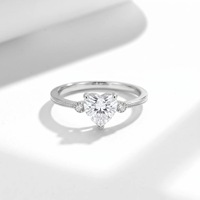 Bague en Moissanite en Argent Sterling 925, Cœur 6mm 0.8CT VVS1 Couleur D, Sertissage à 4 Griffes, 2 Couleurs, Bijoux pour Femme