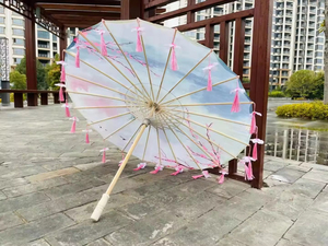 Mariage bambou Parasol japonais parapluie huile papier blanc voyage extérieur Super marchés toutes saisons artisanat fait à la main chinois - Product Image 3