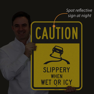 ป้ายโลหะเตือนระวังพื้นลื่นเมื่อเปียกหรือมีน้ำแข็ง ผลิตจากโรงงาน ป้ายจราจร ราคาโรงงาน ป้ายถนนอะลูมิเนียมทนทาน - Product Image 5