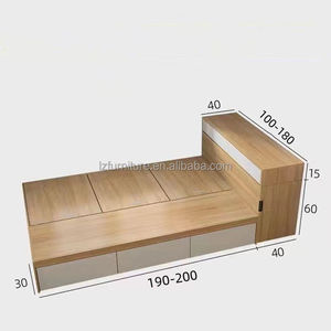 High Quality Studio Apartment Bedroom Furniture Low Cost Wooden Tatami <b>Bed</b> <b>with</b> Built-in Desk & <b>Storage</b> - Product Image 3