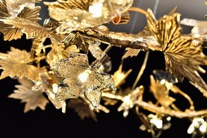 MEEROSEE De Luxe En Laiton Branche D'arbre Suspendu Luminaire Cuivre Feuilles D'érable <span class=keywords><strong>Lustre</strong></span> pour Hôtel Restaurant Café Décor MD92093 - Product Image 5