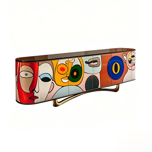 Buffet <span class=keywords><strong>de</strong></span> luxe italien peint à la main, <span class=keywords><strong>meuble</strong></span> <span class=keywords><strong>de</strong></span> rangement moderne d'art abstrait pour villa, salon, hôtel <span class=keywords><strong>de</strong></span> charme, mobilier <span class=keywords><strong>de</strong></span> projet - Product Image 1