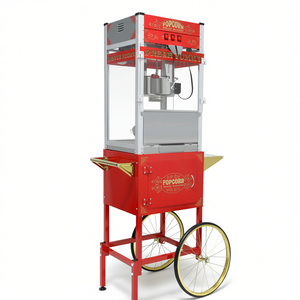 Chariot à popcorn de style antique avec roues de 16 pouces, rangement intégré, facile à utiliser, électrique 1600W, prise US - Product Image 1