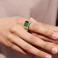 Anillos de Sello de Malaquita en Plata de Ley 925 y Oro para Hombre de Gemnel