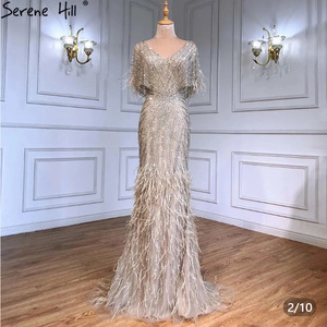 open lace back dress Formal Feathers Evening Dresses With Beading Vestidos Arabic Dubai Bal –  Sign Servant main image 1