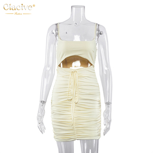 Clacive Spaghetti Correa hueco cordón vestidos de verano casuales de las mujeres Ropa Mujer vestidos de moda de las mujeres - Product Image 3