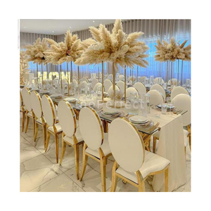 Wholesale Luxury Furniture Modern Gold Stainless Steel Round Back Stacking Hotel Event <b>Dining</b> Banquet <b>Chair</b> for Wedding - Product Image 1