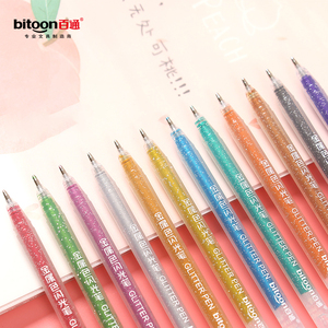 कस्टम लोगो 12-टुकड़ा फ्लैश क्रिस्टल जेल पेन सेट 1.0 मिमी बुलेट nb बेहतर चिकनी स्टाइलिश नीले कार्यालय घर लेखन नया प्लास्टिक - Product Image 4