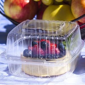 Envases de Plástico Transparente Tipo Concha de Almeja de 5x5 Pulgadas, Caja de Embalaje Tipo Concha de Almeja para Tartas, Envases para Llevar para Postres, Restaurantes y Fiestas - Product Image 6