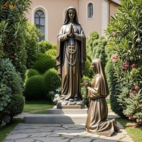 Décoration extérieure catholique, grande statue en laiton de Sainte Bernadette, statue de la Vierge Marie grandeur nature, sculpture en bronze de Sainte Bernadette