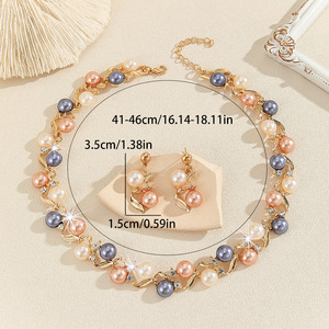 Conjunto de Joyería Vintage de Aleación con Diseño de Explosiones Europeas y Americanas, Collar y Pendientes de 2 Piezas para Mujer, con Hojas y Flores, Joyería Exagerada, Novedad para Novias - Product Image 3