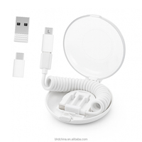 Logo personnalisé Cadeau d'entreprise Câble rétractable de 85cm pour date de type C USB et adaptateur portables Kit de rangement pour les voyages d'affaires