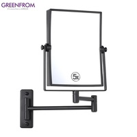 Miroir LED personnalisé moderne pour hôtel Miroir de maquillage mural grossissant rotatif et pliant rectangulaire pour salle de bain