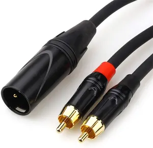 Cable XLR a 2RCA macho a macho 128, protector trenzado, Cable de Audio chapado en oro para amplificador