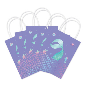 Bolsas de Papel Kraft con Diseño de Sirena y Caballito de Mar DAMAI, Bolsas de Regalo con Fondo Plano, Bolsas Ecológicas para Niños, Ideales para Fiestas de Cumpleaños - Product Image 3