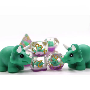 कस्टम दौर पासा सेट आरपीजी dnd बहुतलीय आरपीजी राल शामिल किए जाने बच्चे Triceratops पासा - Product Image 1