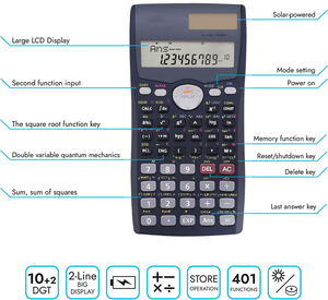 Calculadora Científica Digital Multifuncional, Fuente de Alimentación a Batería, Hecha de Plástico, para Uso Escolar y de Oficina - Product Image 5
