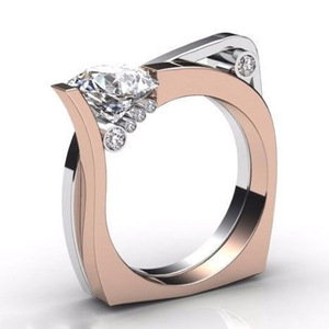 Anello Bicolore per Uomo e Donna, Elegante Stile Western, Accessorio da Dito alla Moda per Feste, Regalo - Product Image 1